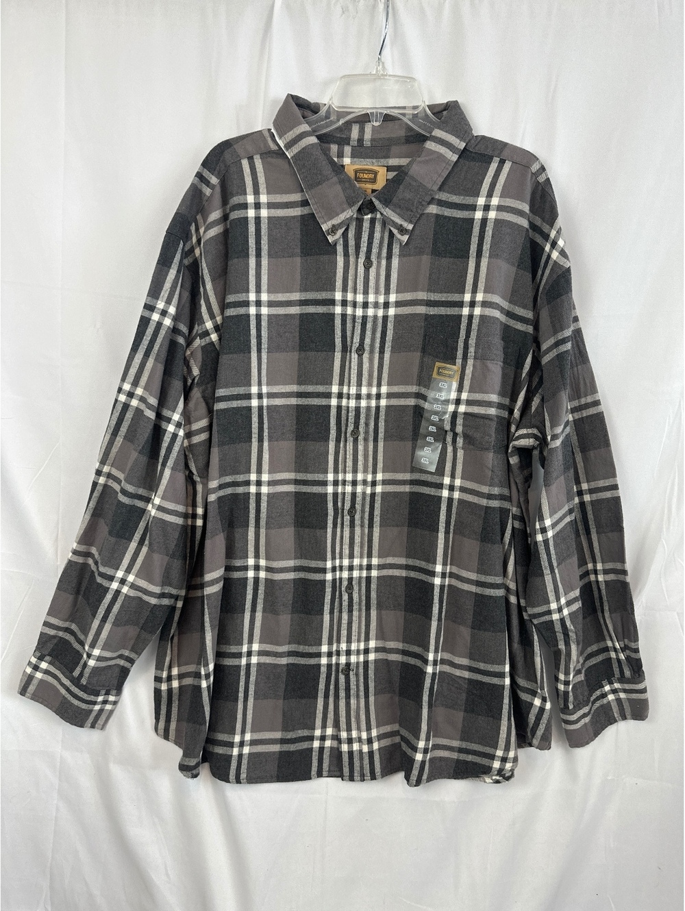 The Foundry Supply Co. Men's 3XL Charcoal Plaid Flannel Long
